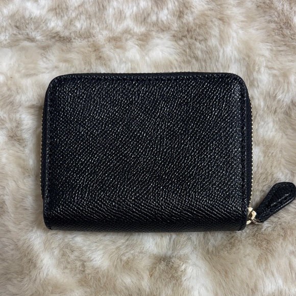 Coach Black Textured Leather Tri-Fold Wallet with Gold Logo - Picture 2 of 2